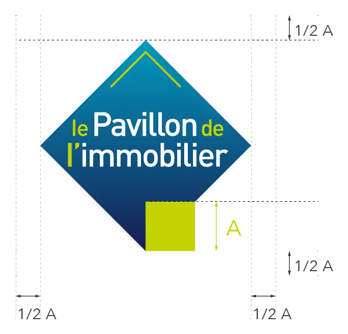 Construction du logo Le Pavillon de l’immobilier : proportions et zones de protection