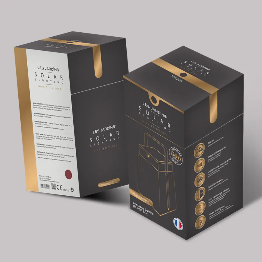 Étuis packaging de la gamme Solar pour Les Jardins