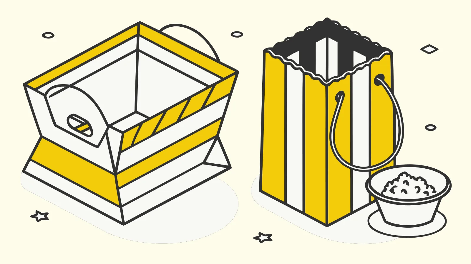 Illustration : un emballage déformé à côté d’un emballage aux rayures nettes