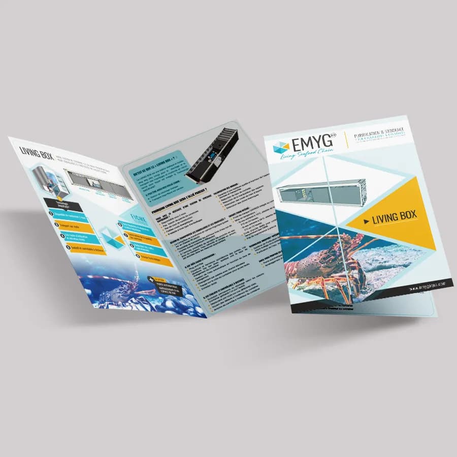 Plaquette commerciale à volets pour EMYG Aquaculture