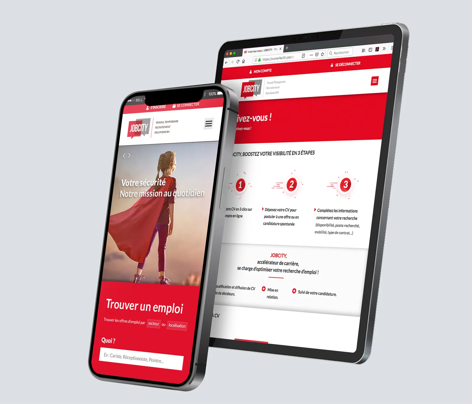 Le site Job City sur téléphone et sur tablette